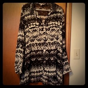 Sheer black and cream blouse